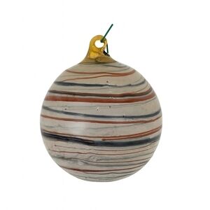 Handmade Blown Glass Orb Ornament Ball Holiday Christmas Earth Tones 3.5"